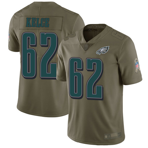 Men Philadelphia Eagles #62 Jason Kelce Limited Olive 2017 Salute to Service Football NFL Jersey